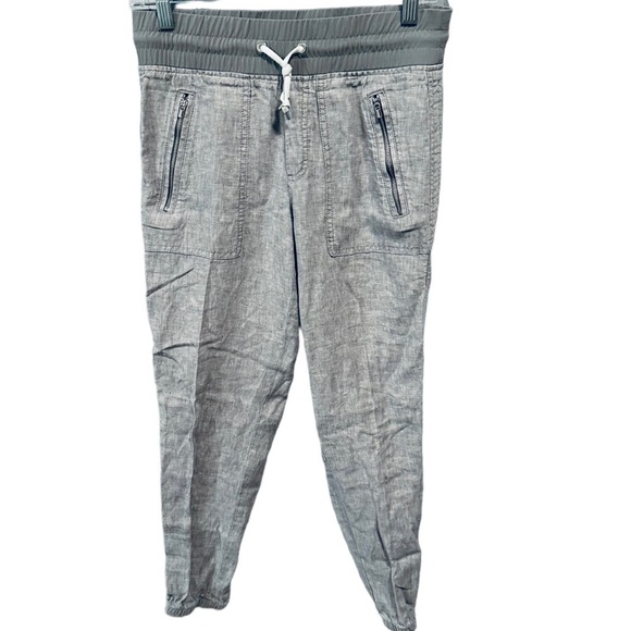 Athleta Cabo Linen Jogger Pants In Osprey Gray 0 - Picture 2 of 8
